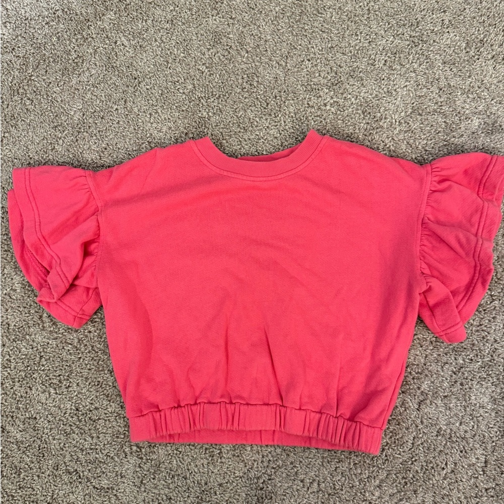 Alice + Olivia Joline pink ruffle sleeve sweatshirt pullover